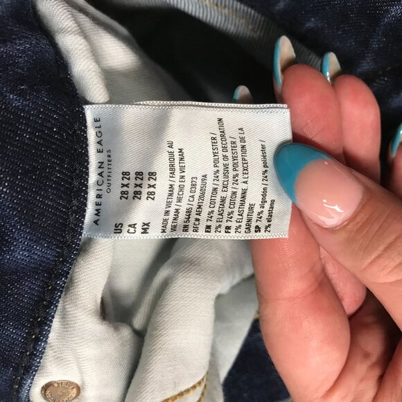AMERICAN EAGLE - MEN'S 28 X 28 - BLUE ATHLETIC SKINNY AIRFLEX + DENIM JEANS - Picture 8 of 10
